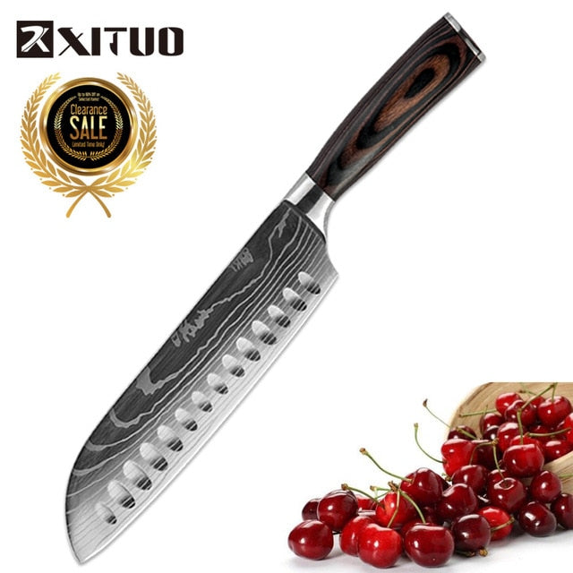 XITUO high quality chef knife 7CR17 High Carbon Stainless Steel Japanese Series Damascus laser pattern Chef's 8-in kitchen knife