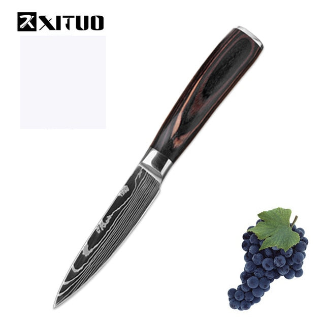 XITUO high quality chef knife 7CR17 High Carbon Stainless Steel Japanese Series Damascus laser pattern Chef's 8-in kitchen knife