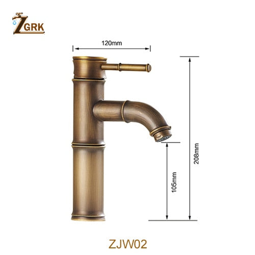 ZGRK Bathroom Faucet Brass Basin Faucets Luxury Tap Tall Bamboo Hot Cold Water With Two Pipes Kitchen Outdoor Garden WC Taps