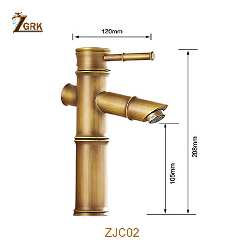 ZGRK Bathroom Faucet Brass Basin Faucets Luxury Tap Tall Bamboo Hot Cold Water With Two Pipes Kitchen Outdoor Garden WC Taps